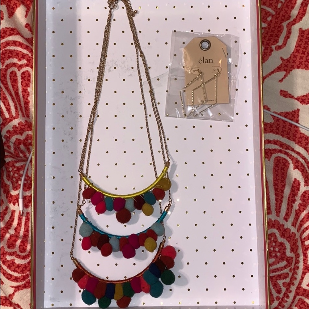 3 layered colorful Pom Pom necklace